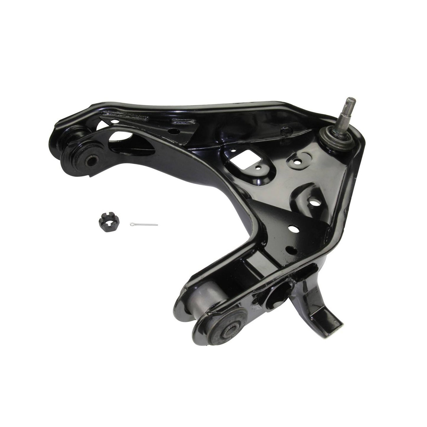 Moog Control Arm, Replacement, Steel, Black, Front Lower Passenger Side,