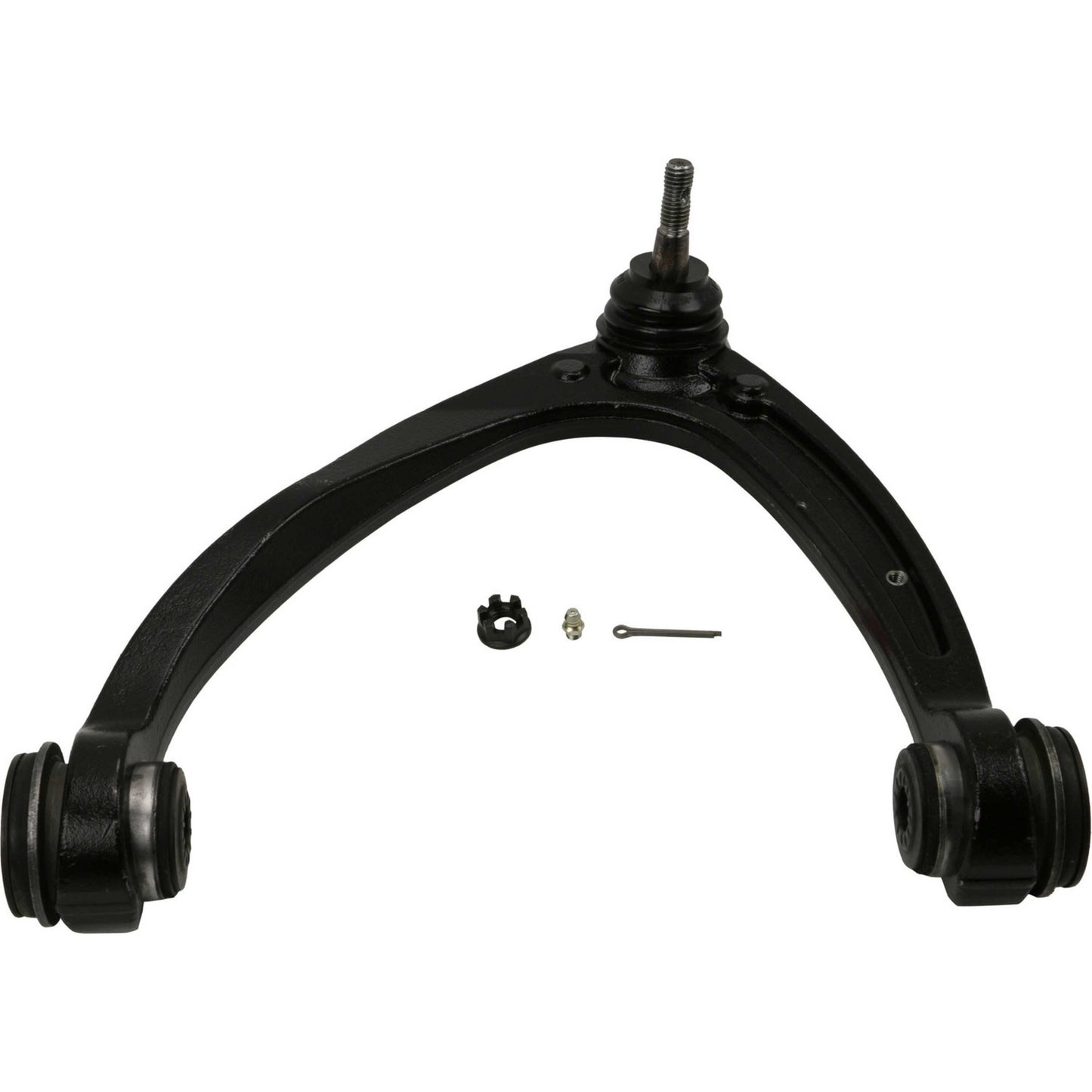 Moog Control Arm and Ball Joint Assembly:Steel, Black Painted, Cadillac
