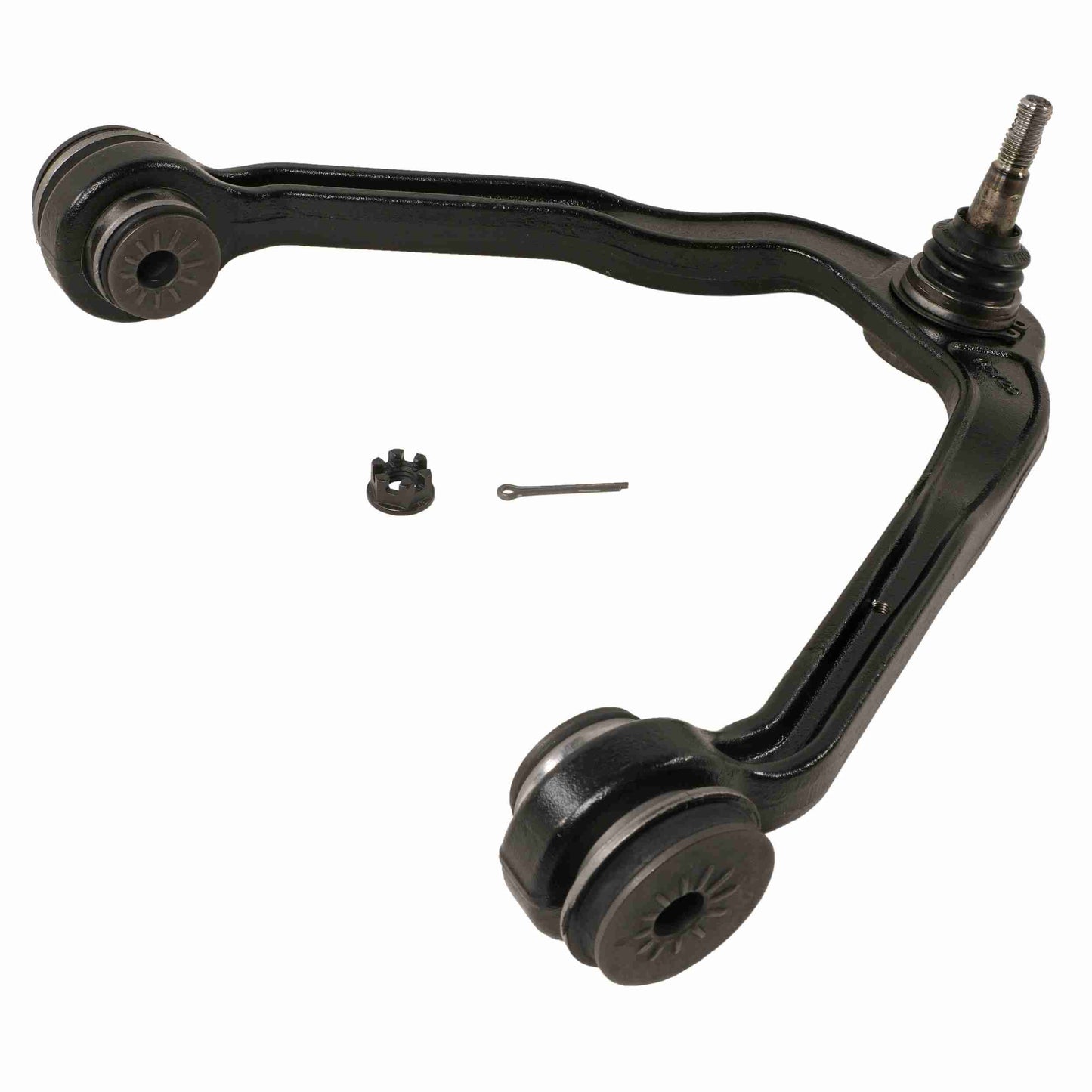 Moog Control Arm and Ball Joint Assembly:Front Upper,Steel,Black,Cadillac