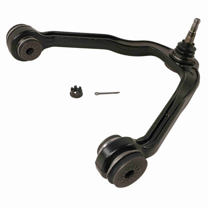 Moog Control Arm and Ball Joint Assembly:Front Upper,Steel,Black,Cadillac
