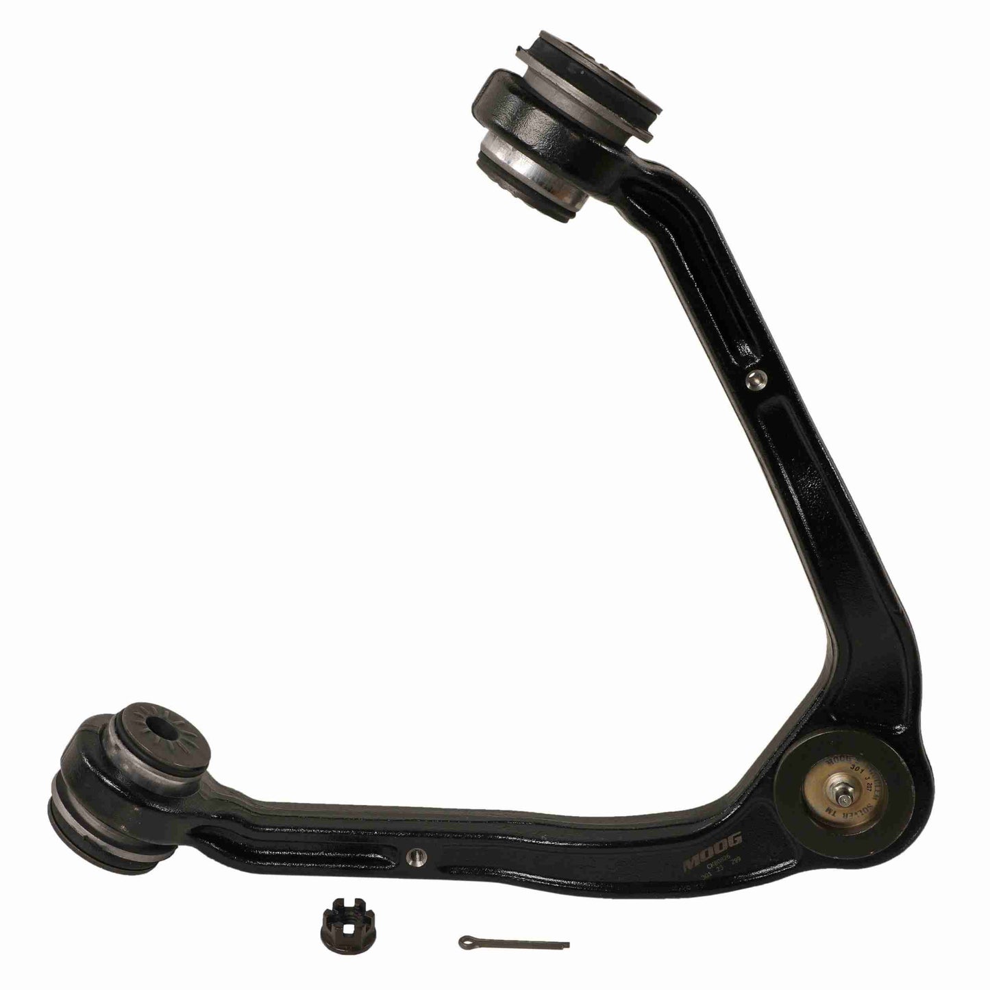 Moog Control Arm and Ball Joint Assembly:Front Upper,Steel,Black,Cadillac