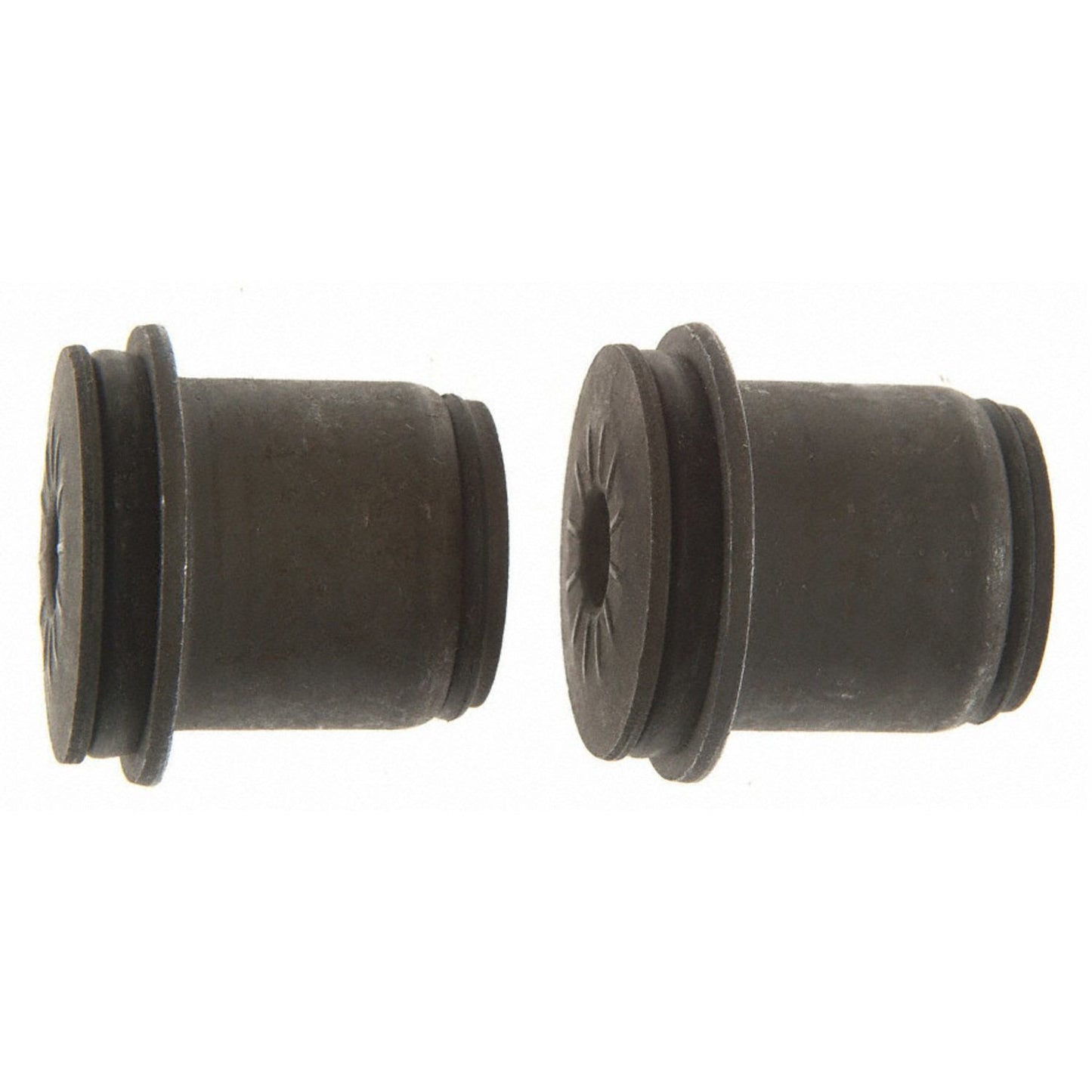 Moog Control Arm Bushings:Front, Upper, Rubber, Black, Cadillac