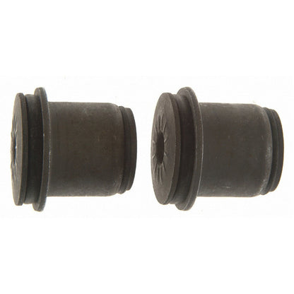 Moog Control Arm Bushings:Front, Upper, Rubber, Black, Cadillac