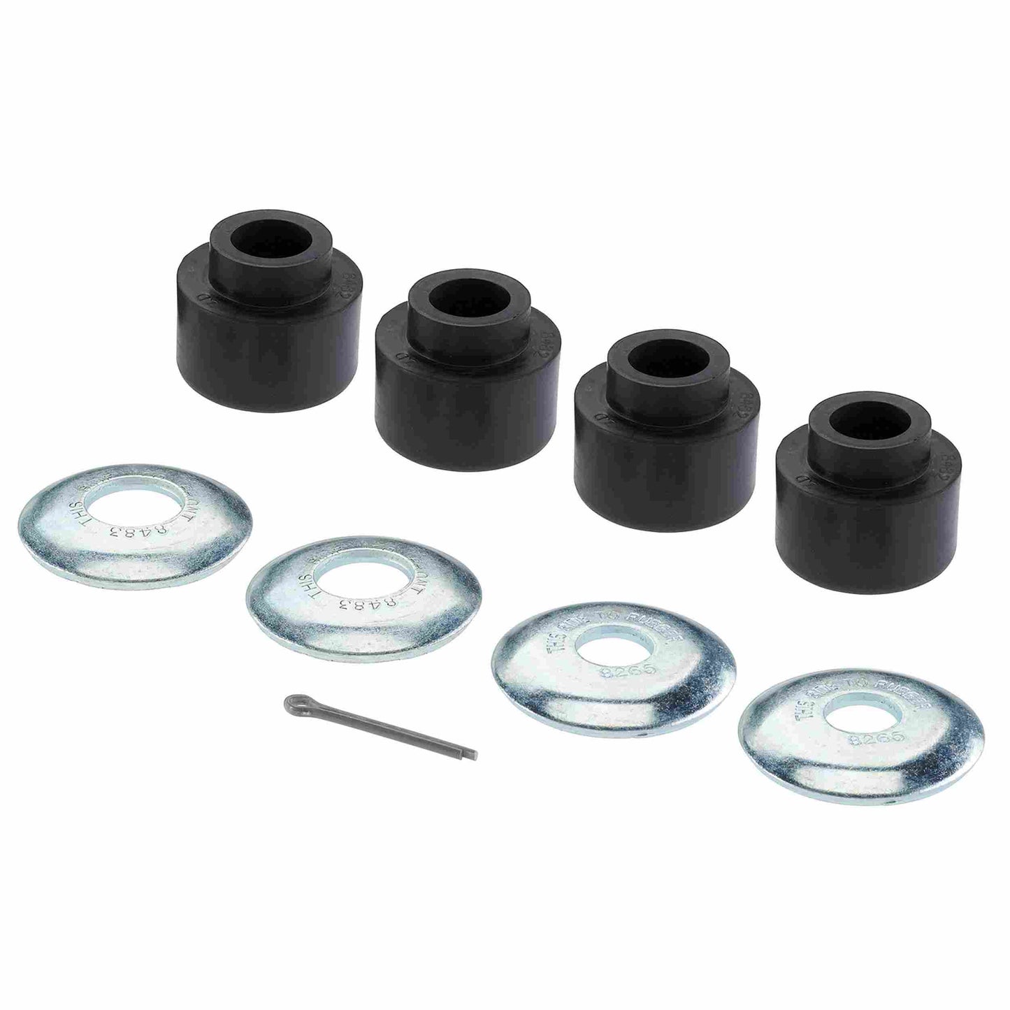 Moog Radius Arm Bushings Kit:Front Position,Rubber,Black,Ford