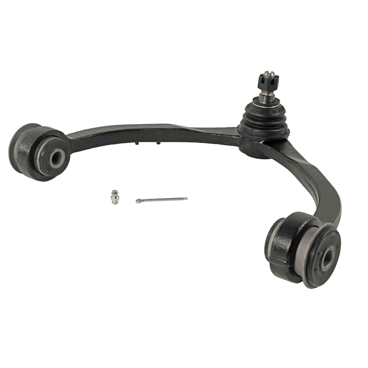 Moog Control Arm and Ball Joint Assembly:Rubber Bushing, Black Painted