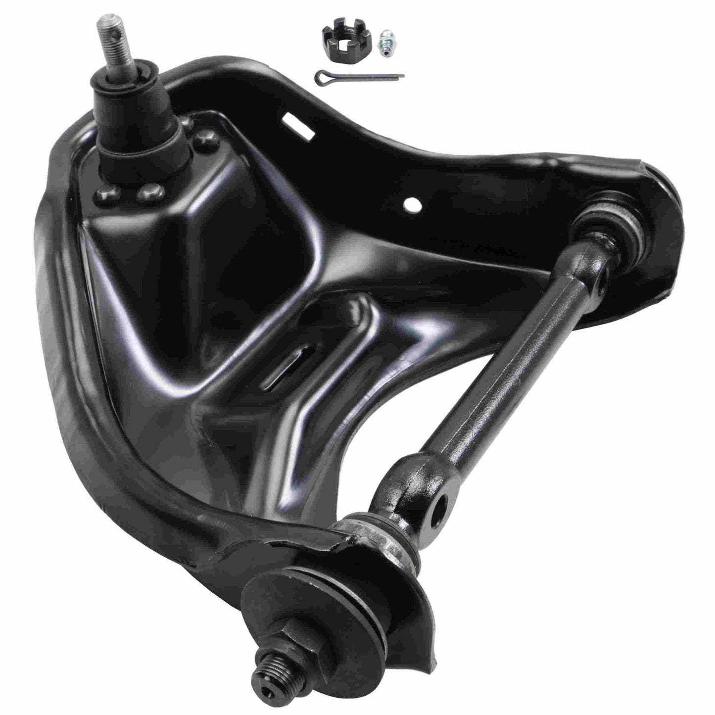 Moog Control Arm and Ball Joint:Passenger Side Front Upper,Steel,Black