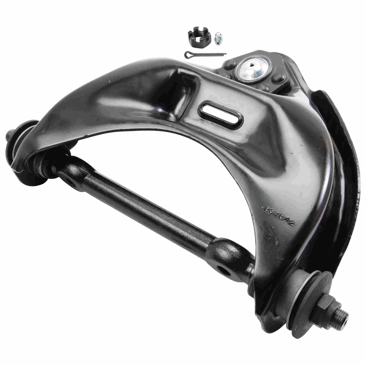 Moog Control Arm and Ball Joint:Passenger Side Front Upper,Steel,Black
