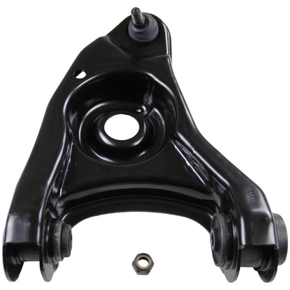 Moog Control Arm and Ball Joint Assembly:Passenger Side, Steel, Black, Ford
