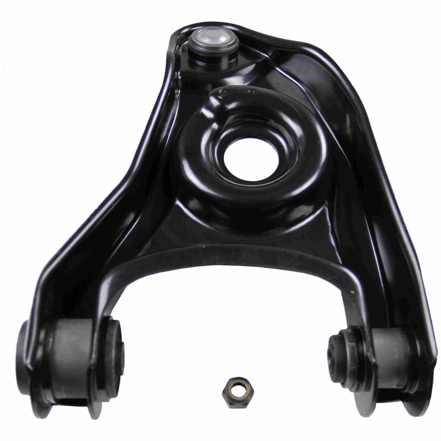 Moog Control Arm and Ball Joint Assembly:Passenger Side, Steel, Black, Ford