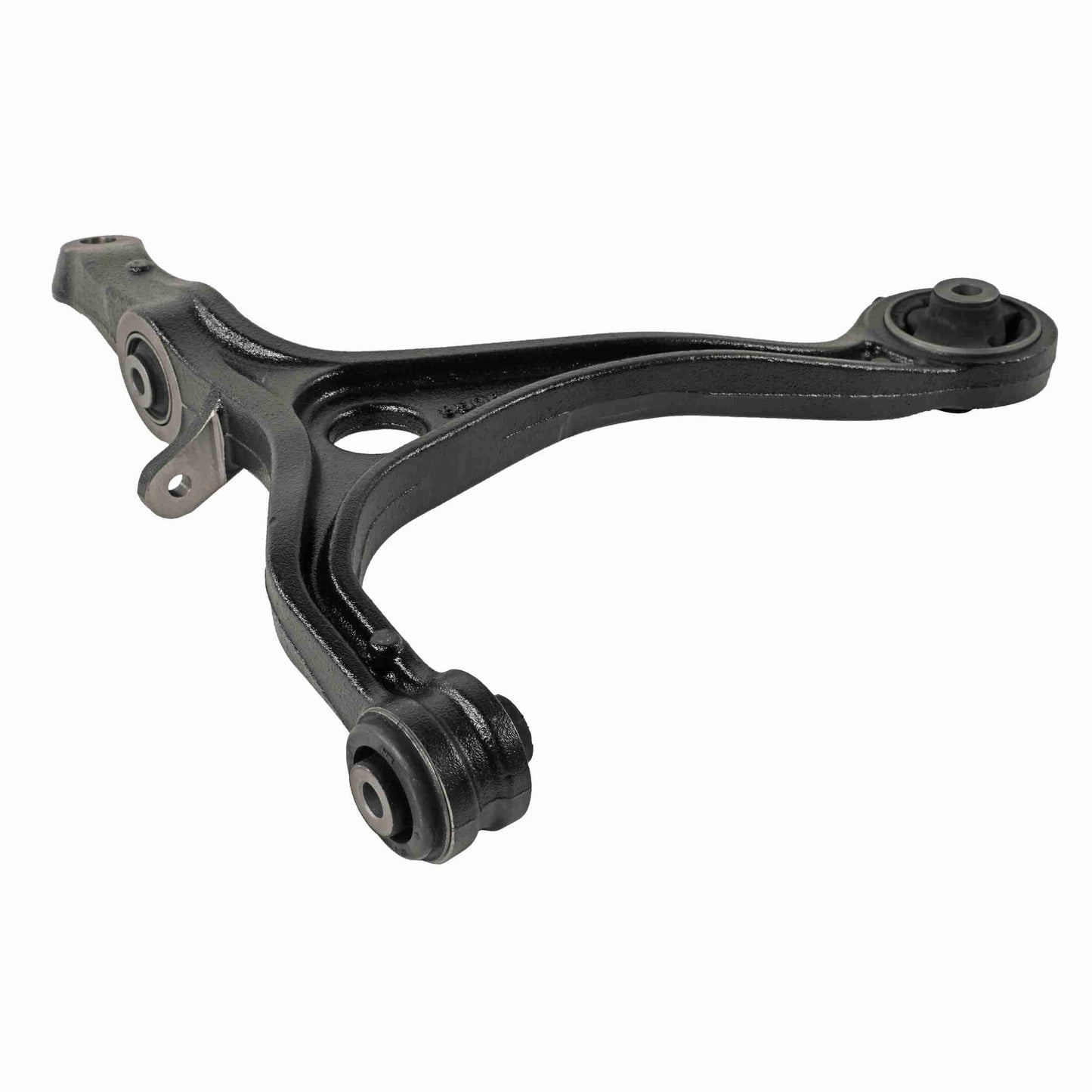 Moog Control Arm:Front Lower, Passenger Side, Steel, Black