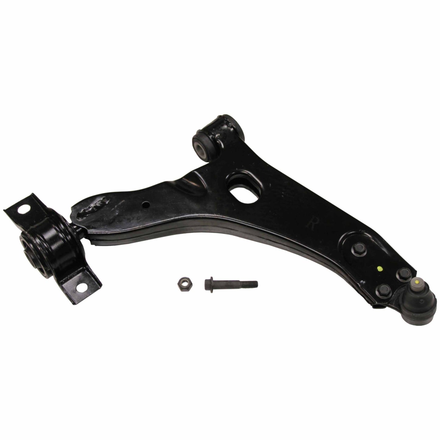 Moog Control Arm and Ball Joint Assembly:Front Lower, Passenger Side, Black
