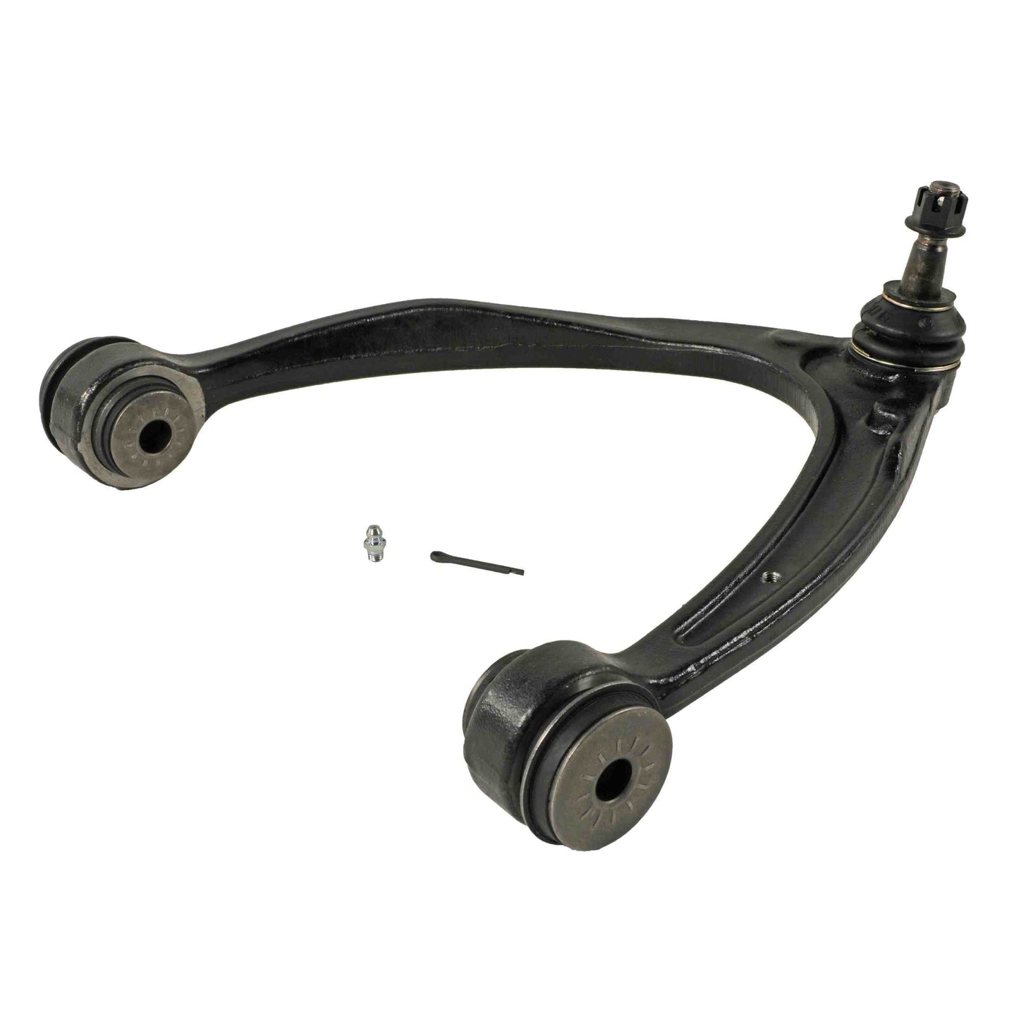 Moog Control Arm and Ball Joint Assembly:R-Series, Steel, Black, Cadillac