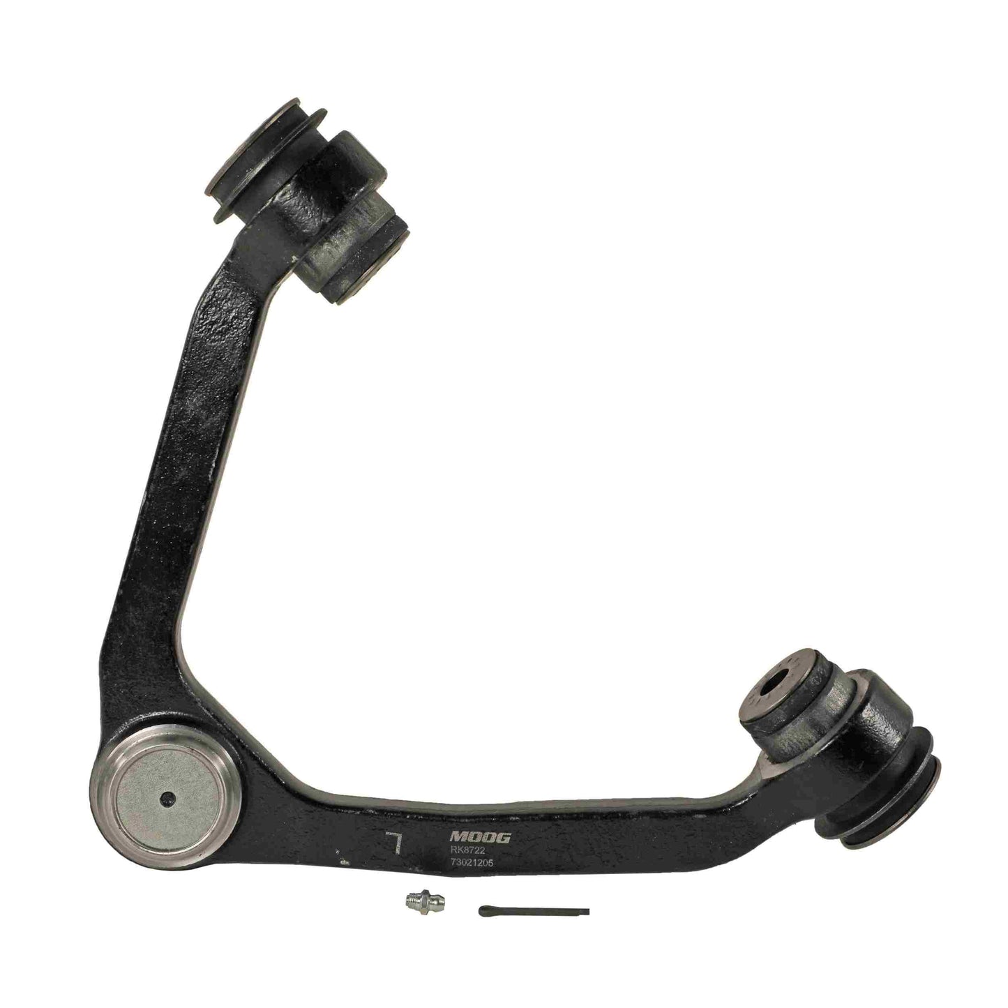 Moog Control Arm and Ball Joint Assembly:Front Upper,Steel,Black