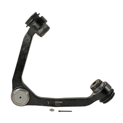 Moog Control Arm and Ball Joint Assembly:Front Upper,Steel,Black
