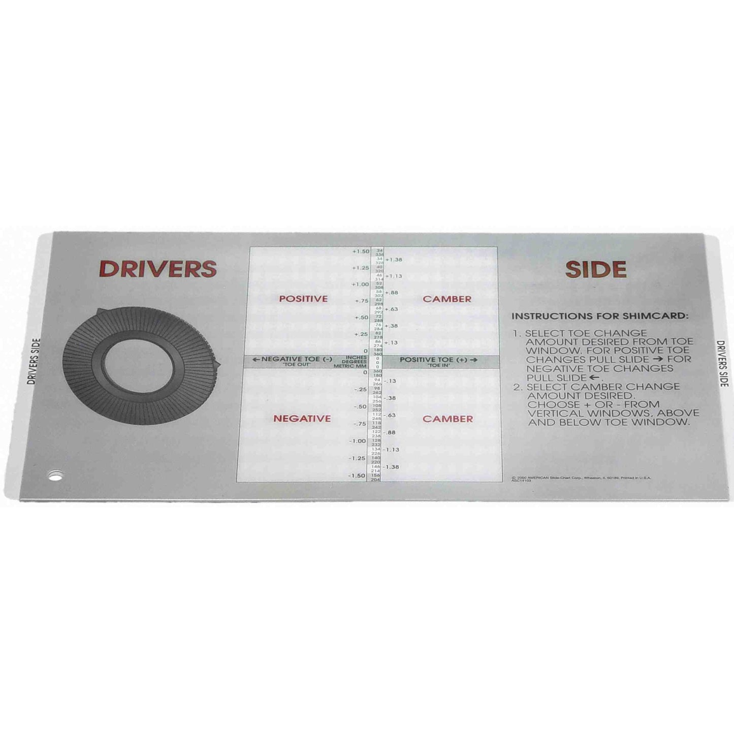 Moog Indexing Slide Chart Service Tool T40240