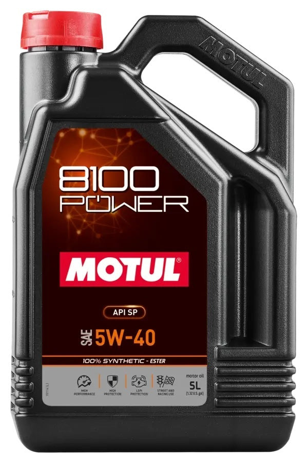 MOTUL USA 8100 Power 5w40 5 Liter Bottle Oils, Fluids and Sealer Oils, Fluids and Additives main image