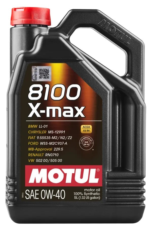 MOTUL USA 8100 X-Max 0W40 Oil 5 Liter Bottle Oils, Fluids and Sealer Oils, Fluids and Additives main image