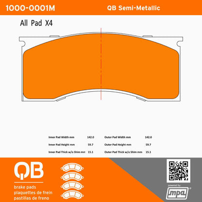 Quality-Built QB Semi-Metallic Brake Pads 1000-0001M