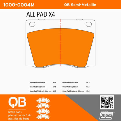 Quality-Built QB Semi-Metallic Brake Pads 1000-0004M
