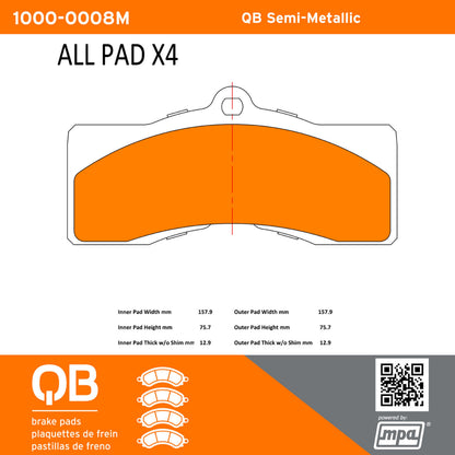 Quality-Built QB Semi-Metallic Brake Pads 1000-0008M