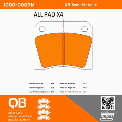 Quality-Built QB Semi-Metallic Brake Pads 1000-0009M