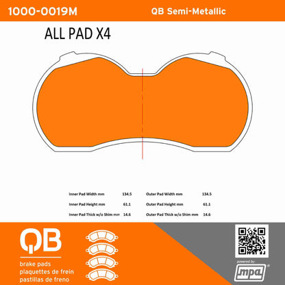 Quality-Built QB Semi-Metallic Brake Pads 1000-0019M