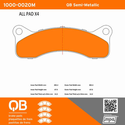 Quality-Built QB Semi-Metallic Brake Pads 1000-0020M