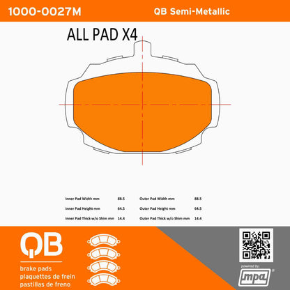 Quality-Built QB Semi-Metallic Brake Pads 1000-0027M