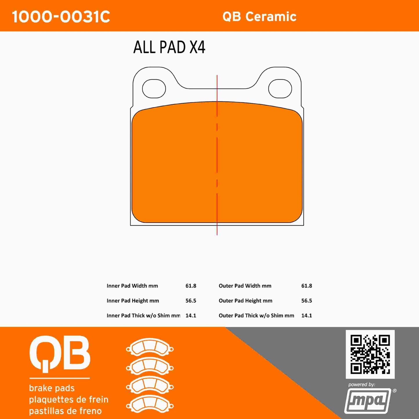 Quality-Built QB Ceramic Brake Pads 1000-0031C