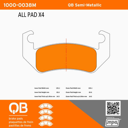 Quality-Built QB Semi-Metallic Brake Pads 1000-0038M