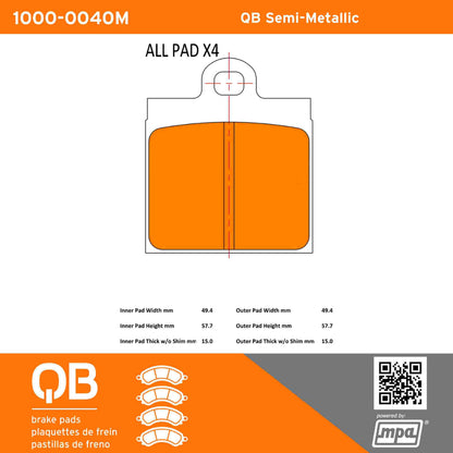 Quality-Built QB Semi-Metallic Brake Pads 1000-0040M