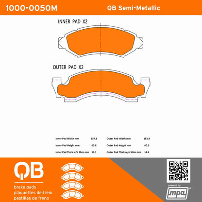 Quality-Built QB Semi-Metallic Brake Pads 1000-0050M