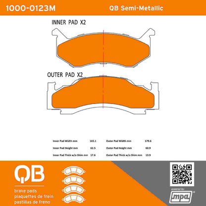 Quality-Built QB Semi-Metallic Brake Pads 1000-0123M