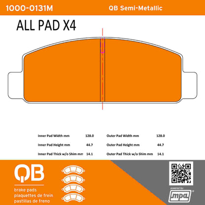 Quality-Built QB Semi-Metallic Brake Pads 1000-0131M