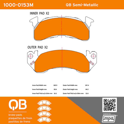 Quality-Built QB Semi-Metallic Brake Pads 1000-0153M