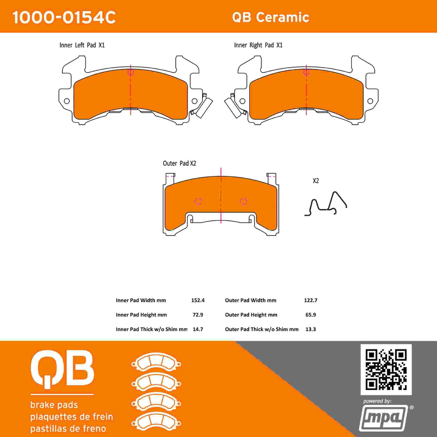 Quality-Built QB Ceramic Brake Pads 1000-0154C