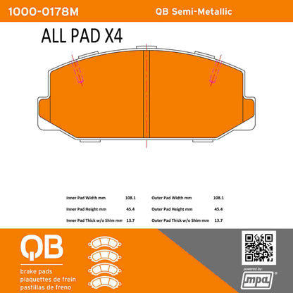 Quality-Built QB Semi-Metallic Brake Pads 1000-0178M