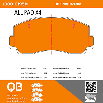 Quality-Built QB Semi-Metallic Brake Pads 1000-0195M