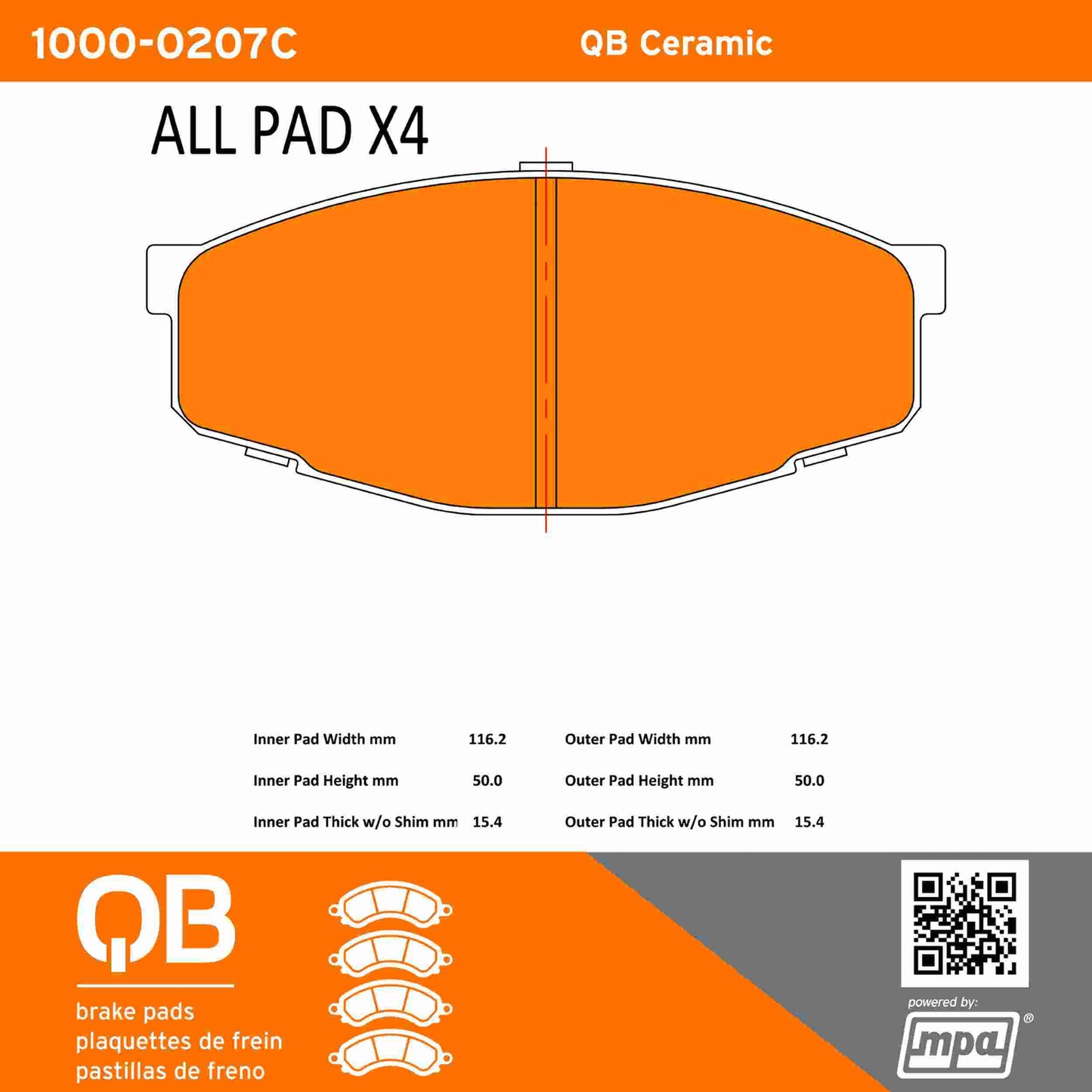 Quality-Built QB Ceramic Brake Pads 1000-0207C