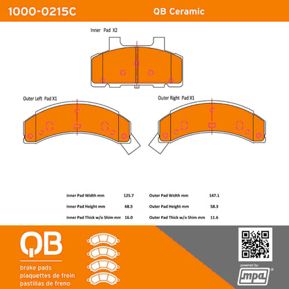 Quality-Built QB Ceramic Brake Pads 1000-0215C