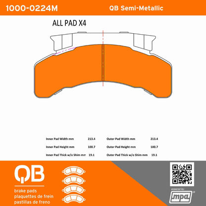 Quality-Built QB Semi-Metallic Brake Pads 1000-0224M