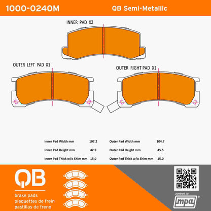 Quality-Built QB Semi-Metallic Brake Pads 1000-0240M