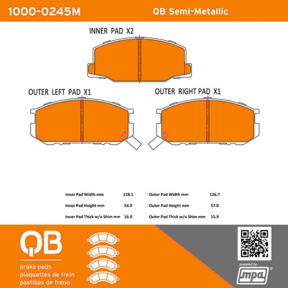 Quality-Built QB Semi-Metallic Brake Pads 1000-0245M