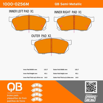 Quality-Built QB Semi-Metallic Brake Pads 1000-0256M