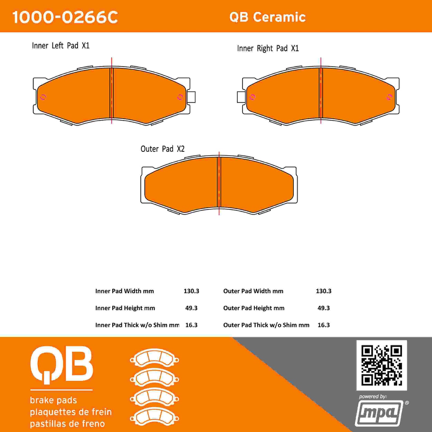 Quality-Built QB Ceramic Brake Pads 1000-0266C