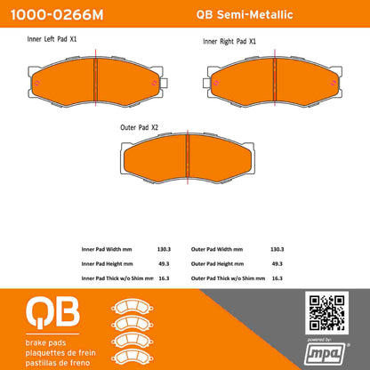 Quality-Built QB Semi-Metallic Brake Pads 1000-0266M