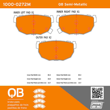 Quality-Built QB Semi-Metallic Brake Pads 1000-0272M
