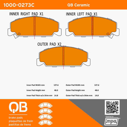 Quality-Built QB Ceramic Brake Pads 1000-0273C