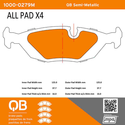 Quality-Built QB Semi-Metallic Brake Pads 1000-0279M