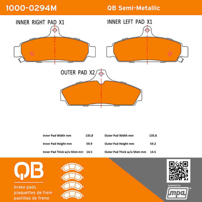 Quality-Built QB Semi-Metallic Brake Pads 1000-0294M